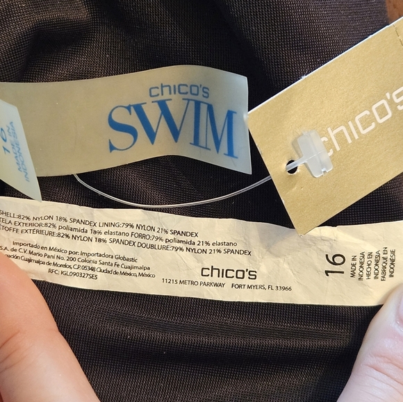 Chico’s Swim Animal Foil Black Gray Sweetheart Mio One Piece Swimsuit Sz 16 NWT - Picture 15 of 15